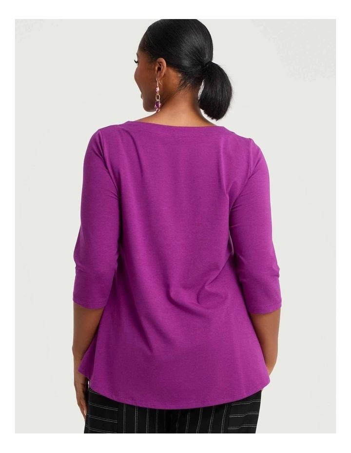 Pima Cotton Essential 3/4 Slv Top Deep Orchid image 2
