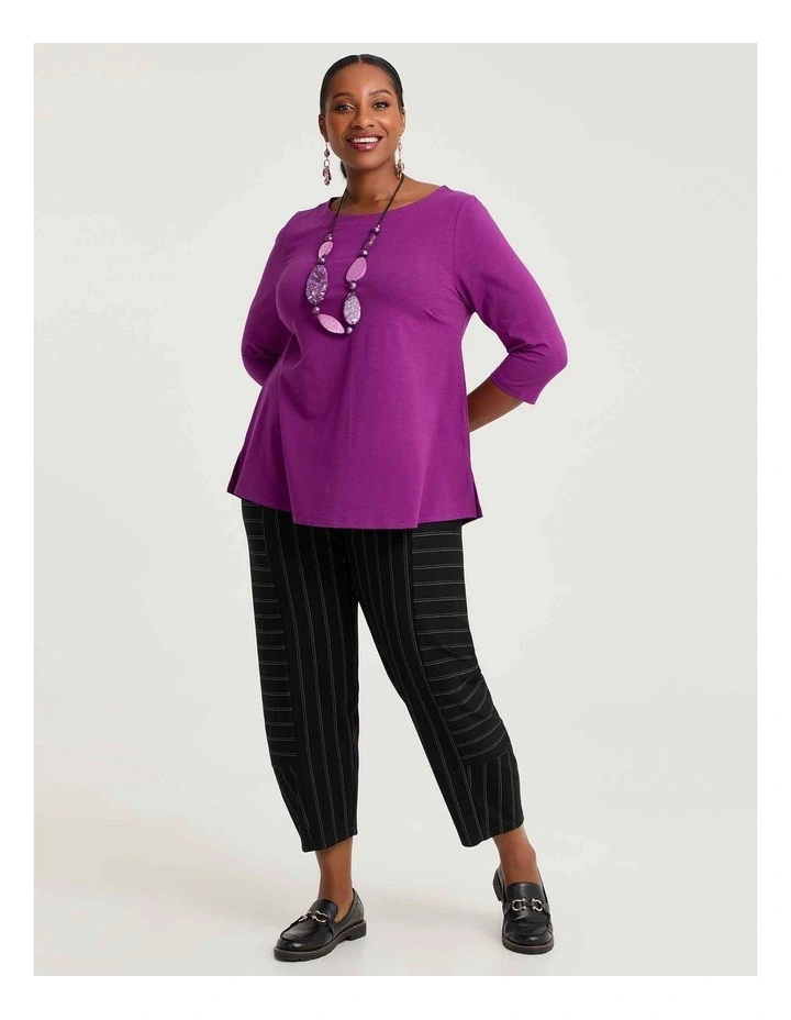 Pima Cotton Essential 3/4 Slv Top Deep Orchid image 3