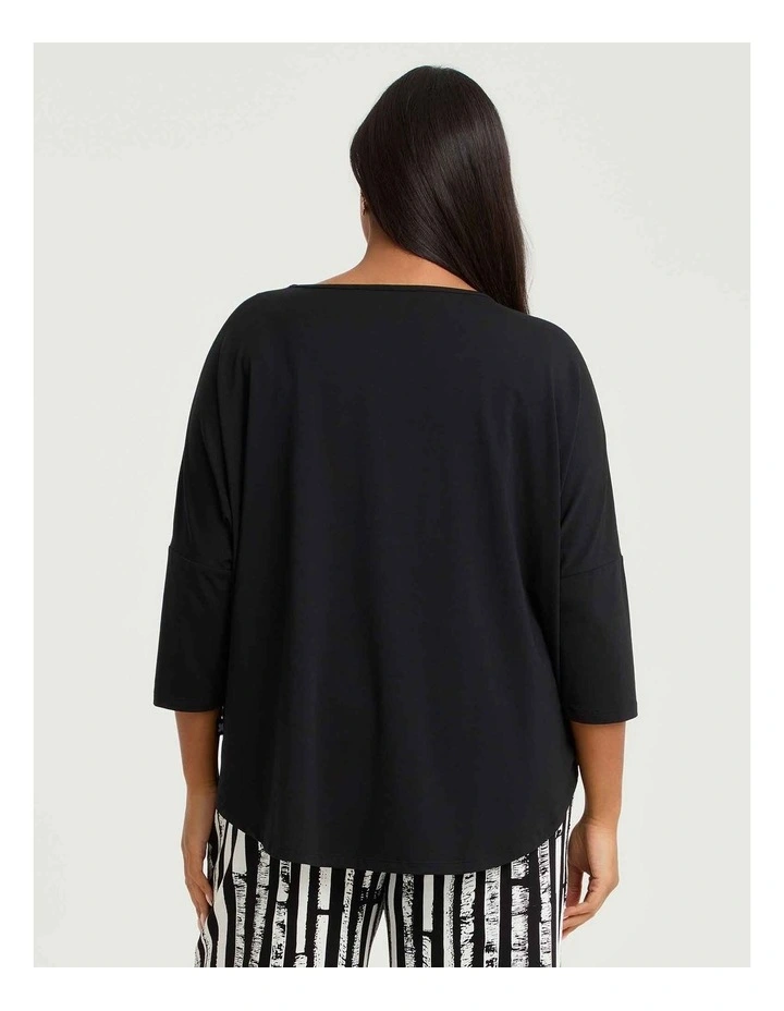 Pima Cotton Traveller 3/4 Slv Top Black image 2