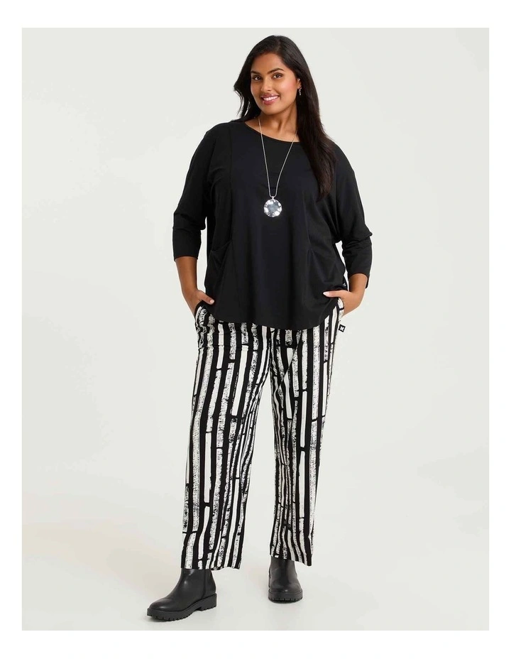 Pima Cotton Traveller 3/4 Slv Top Black image 3