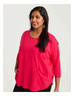 Pima Cotton Traveller 3/4 Slv Top Watermelon