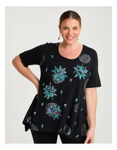 Swirl Natural Foil & Applique Top Black