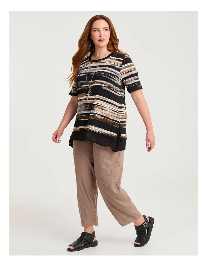 Chiffon Panel Evie Top Stripe Print image 3