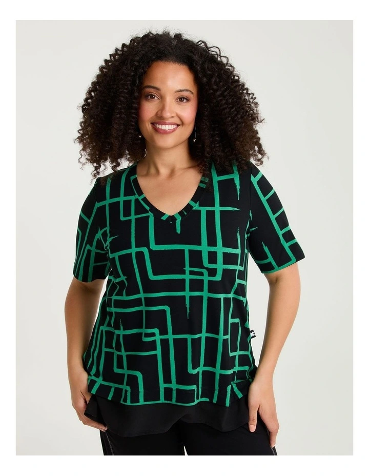 Natural Tia Abstract Top Green Abstract Print image 1