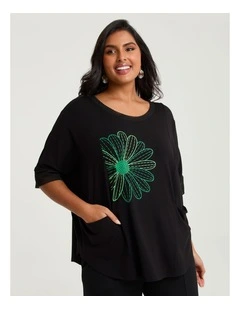 Natural Ella Daisy Top Black