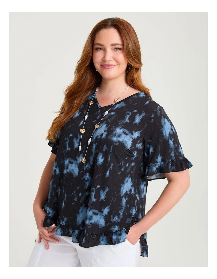 Salsa V-neck Luna Top Black/blue Print image 1