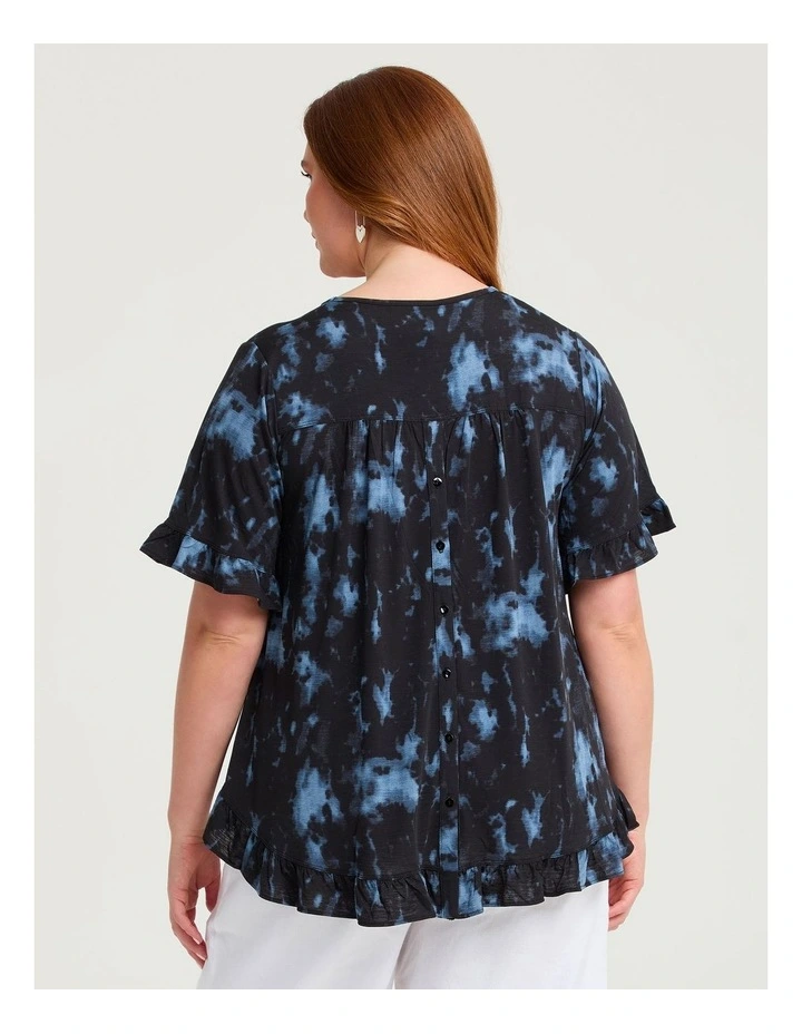 Salsa V-neck Luna Top Black/blue Print image 2