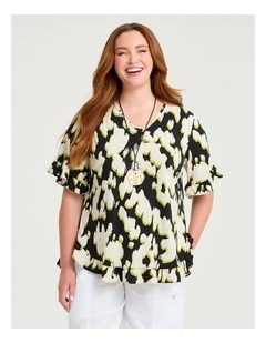 Salsa V-neck Luna Top Black/beige Print
