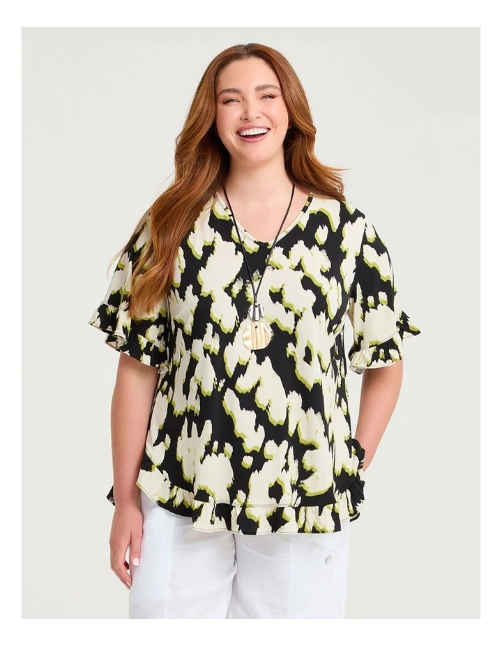 Salsa V-neck Luna Top Black/beige Print image 1