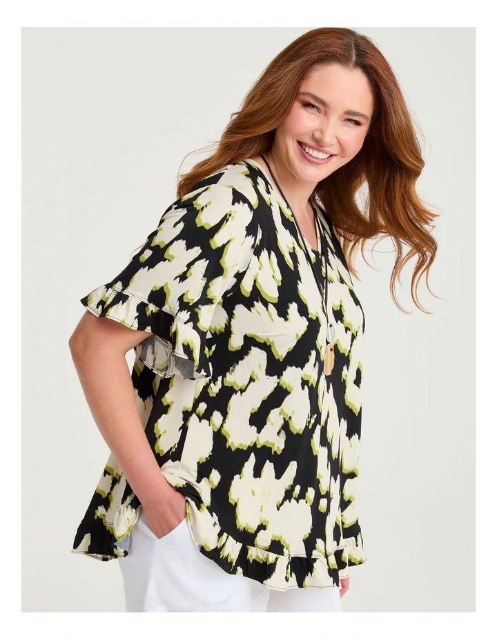 Salsa V-neck Luna Top Black/beige Print image 3