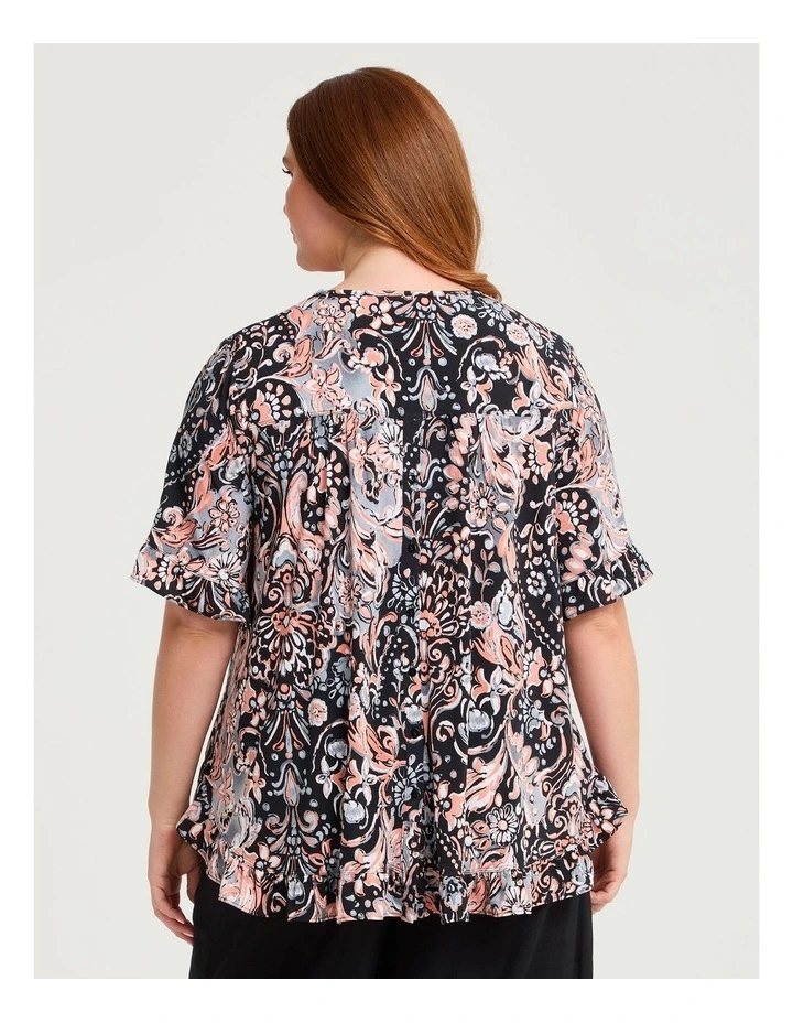 Salsa V-neck Luna Top Peach Paisley Print image 2