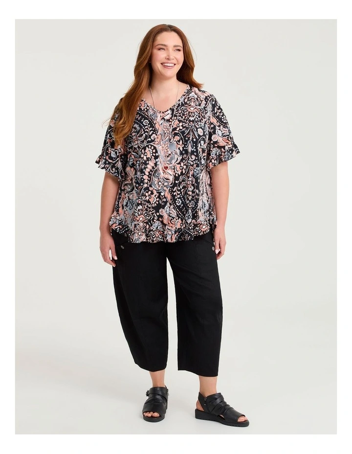 Salsa V-neck Luna Top Peach Paisley Print image 3