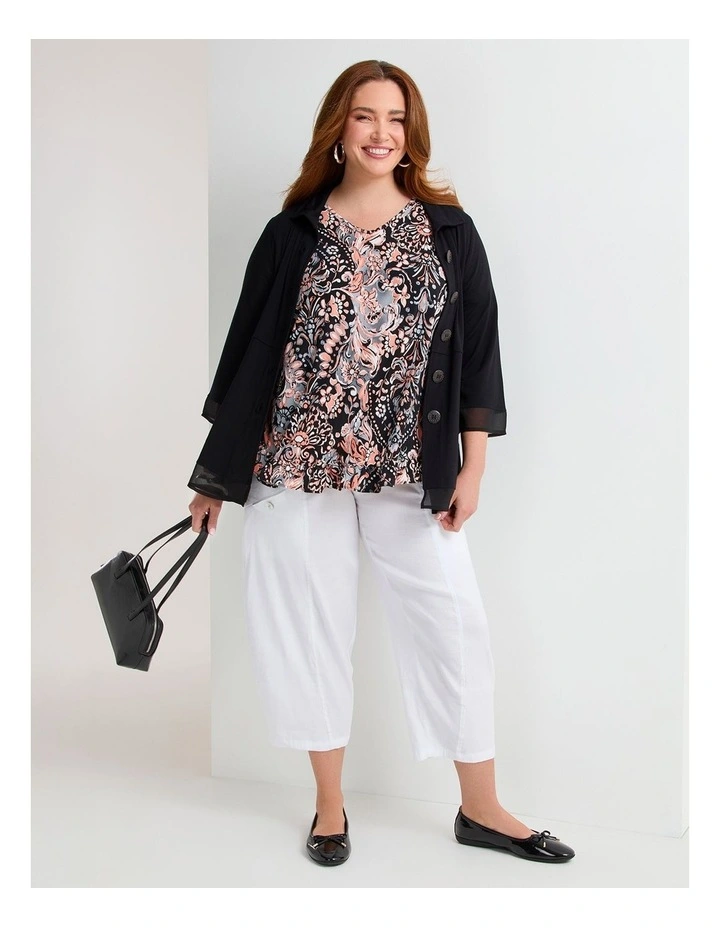 Salsa V-neck Luna Top Peach Paisley Print image 4