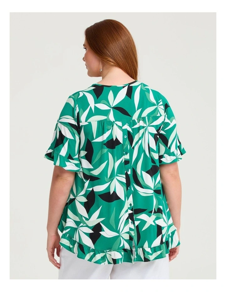 Salsa V-neck Luna Top Green Leaf Print image 2
