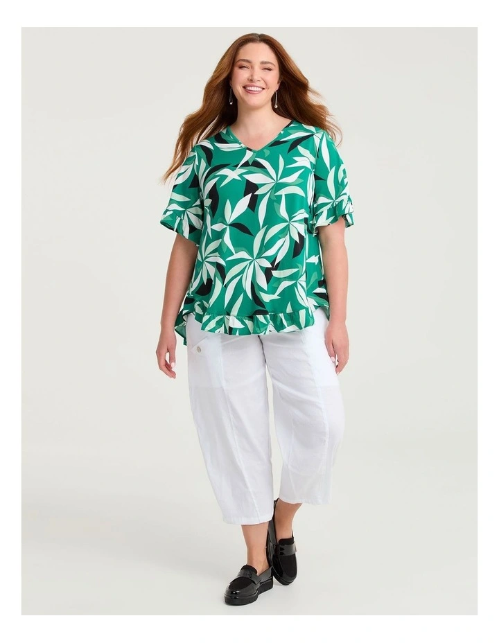 Salsa V-neck Luna Top Green Leaf Print image 3