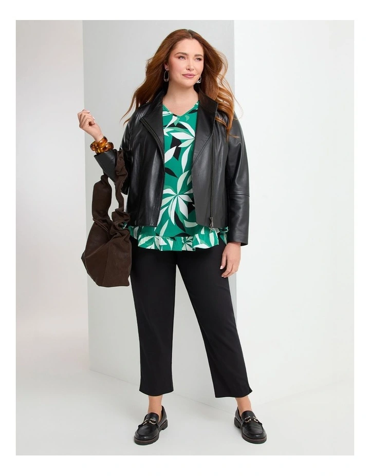Salsa V-neck Luna Top Green Leaf Print image 4