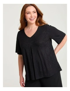 Floral Jacquard Event Top Black