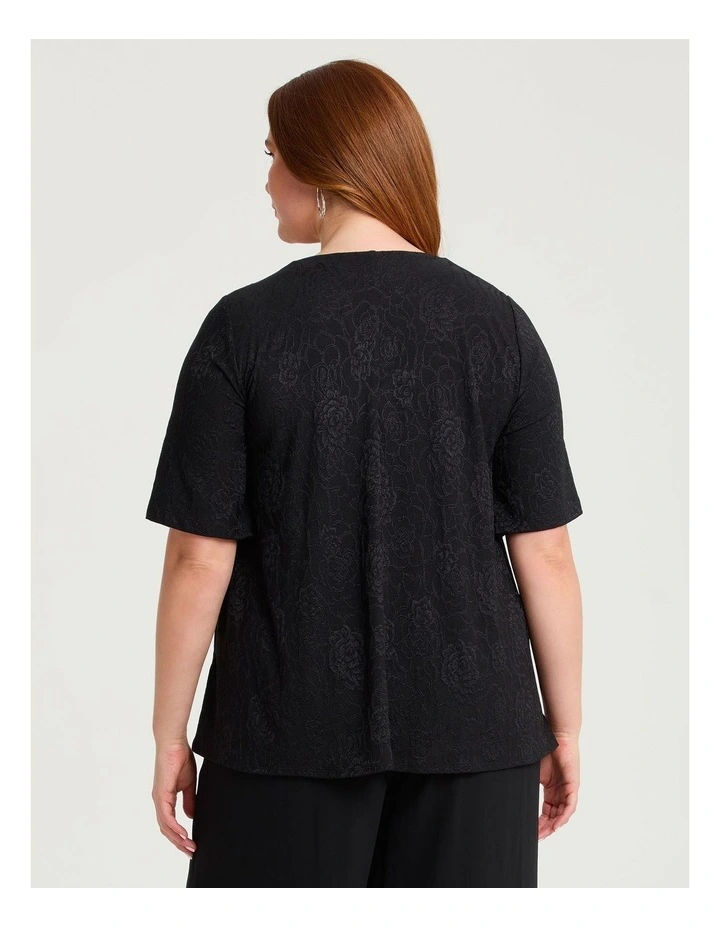 Floral Jacquard Event Top Black image 2