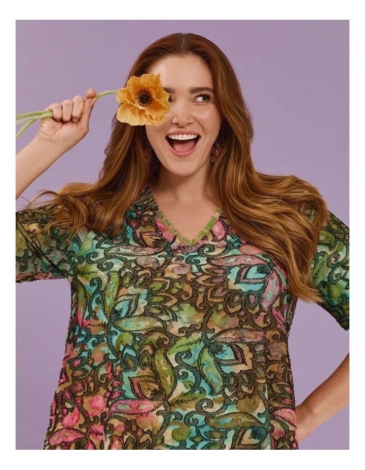 Floral Burnout Top Multi Print image 5