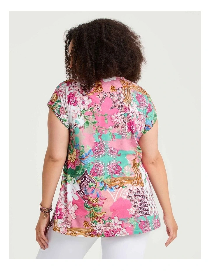 Flora Pintuck Cotton Slub Top Print image 2