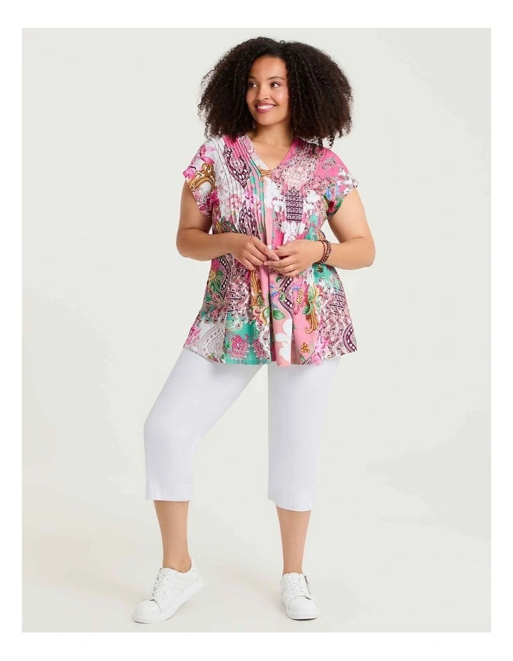 Flora Pintuck Cotton Slub Top Print image 3