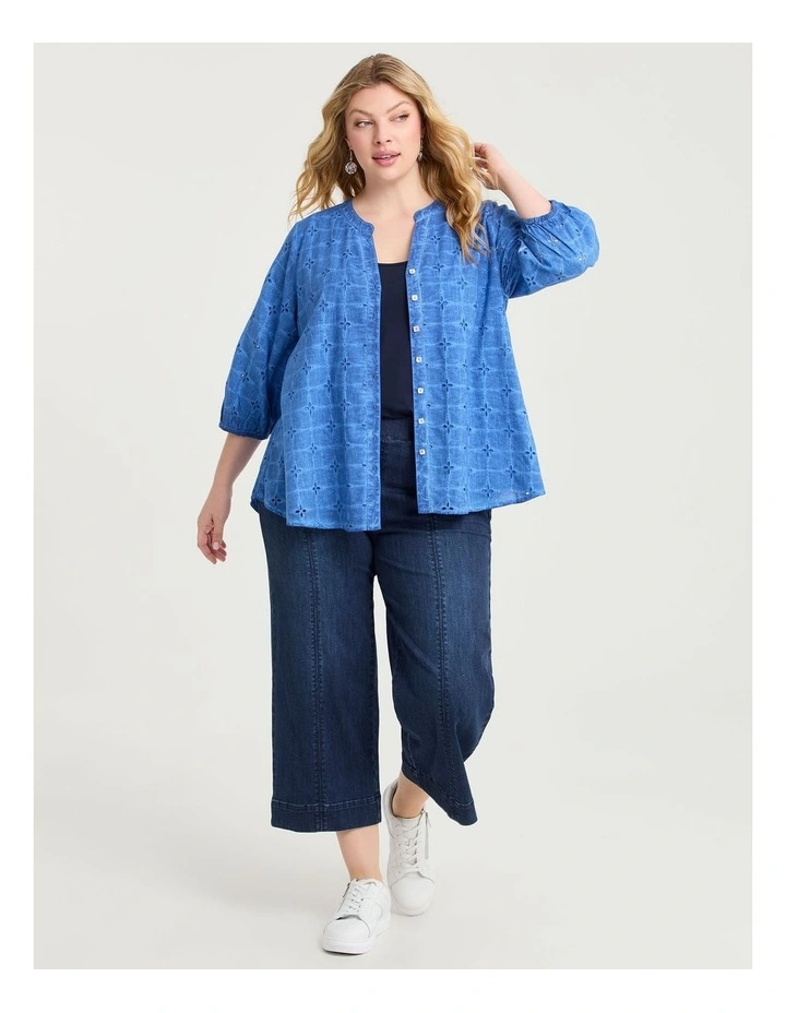 Cotton Floral Broderie Top Blue image 4