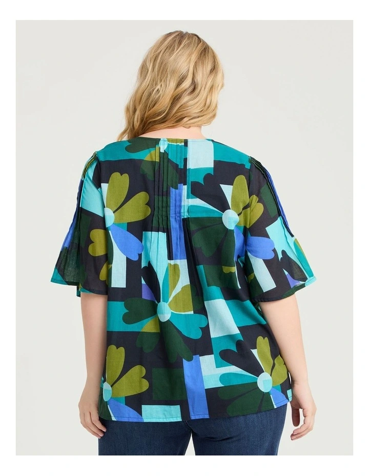 Cotton Pintuck Block Floral Top Print image 2
