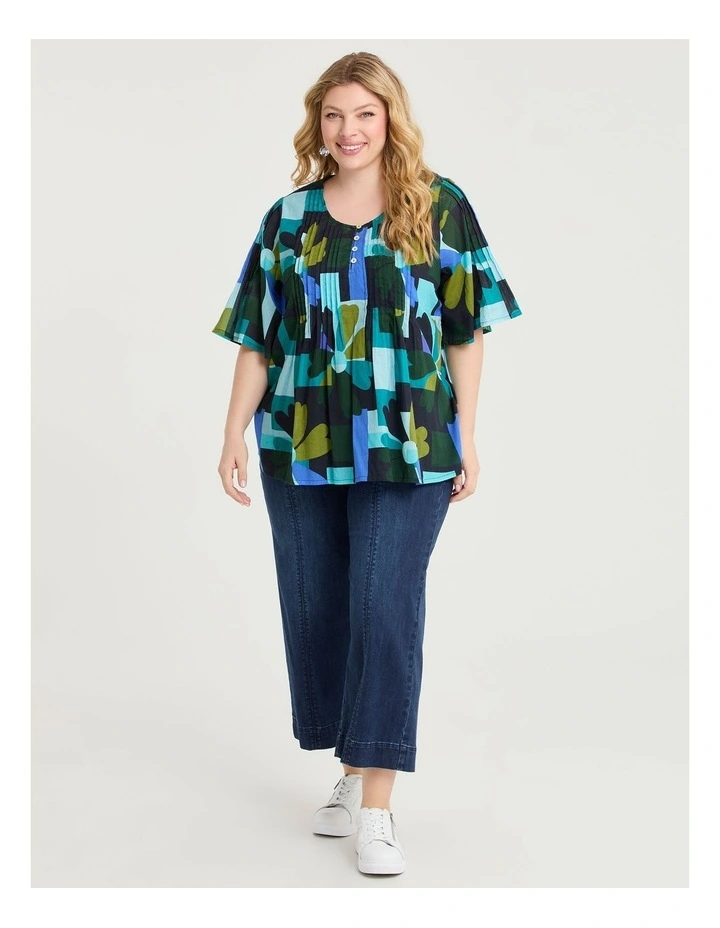 Cotton Pintuck Block Floral Top Print image 3