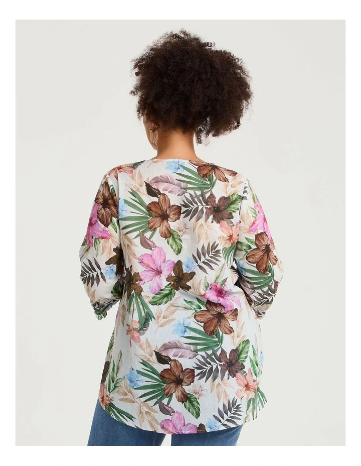 Cotton 3/4 Sleeve Pintuck Top image 2