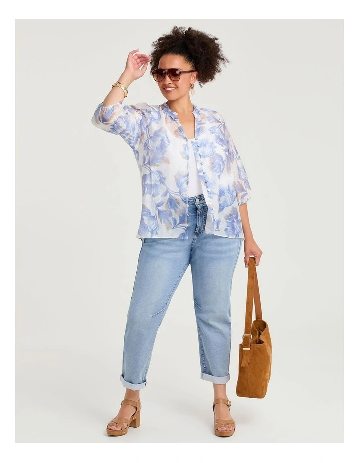 Lyocell Linen Blend Bloom Top Print image 5