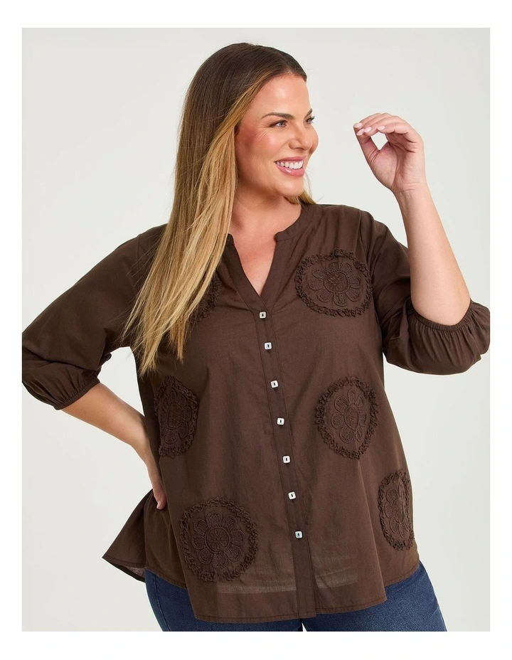 Cotton Spot Embroidery Top Dark Cocoa image 3