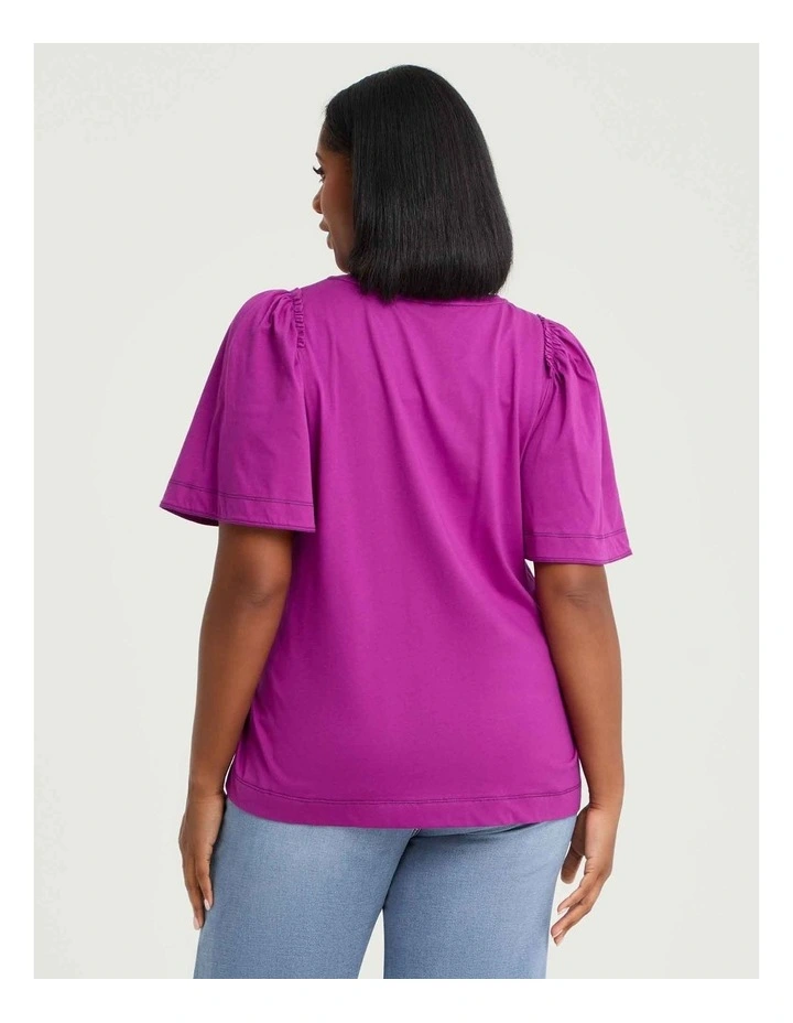 Cotton Contrast Stitch Top Vivid Viola image 2