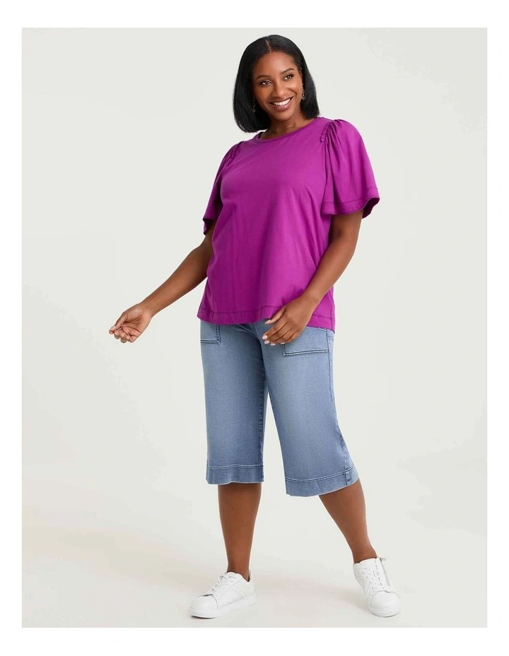 Cotton Contrast Stitch Top Vivid Viola image 3