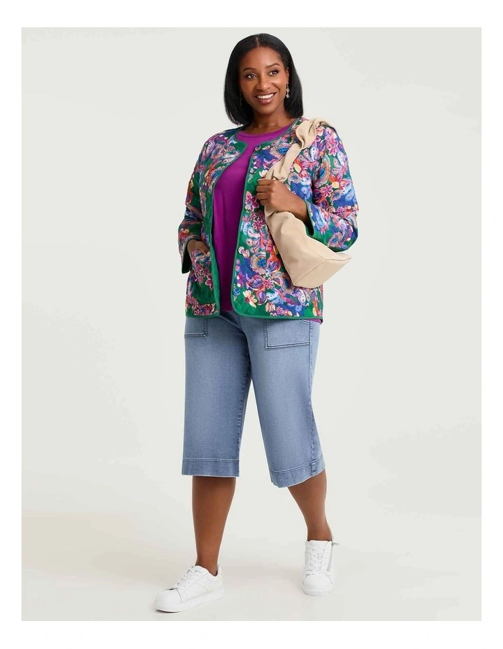 Cotton Contrast Stitch Top Vivid Viola image 4