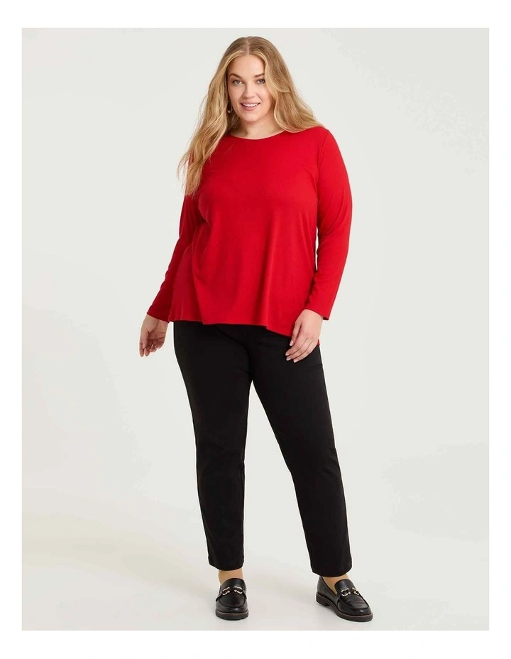 Rib Back Button Detail Top Deep Red image 3