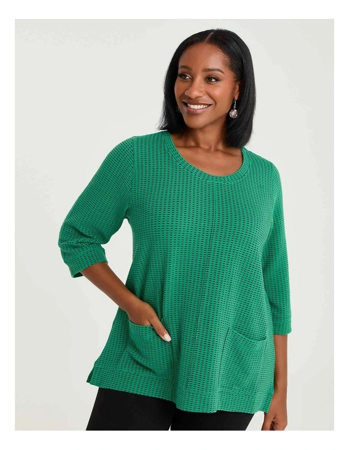 Ticking Rib Pocket Detail Top Verdant Green/black image 1