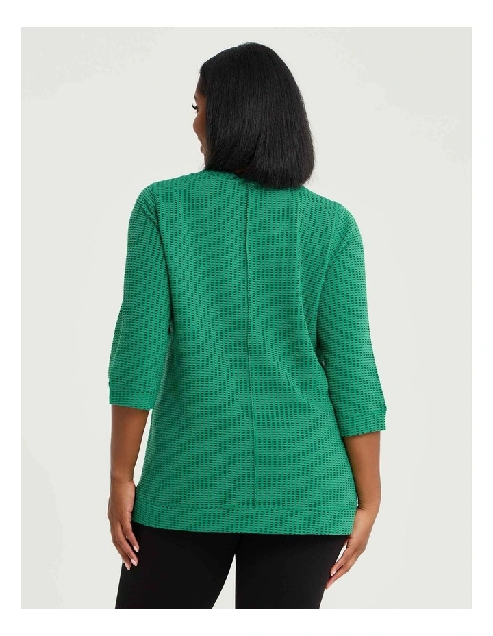 Ticking Rib Pocket Detail Top Verdant Green/black image 2