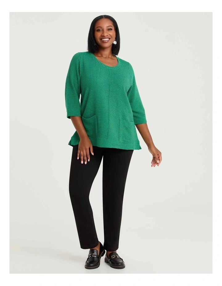 Ticking Rib Pocket Detail Top Verdant Green/black image 3
