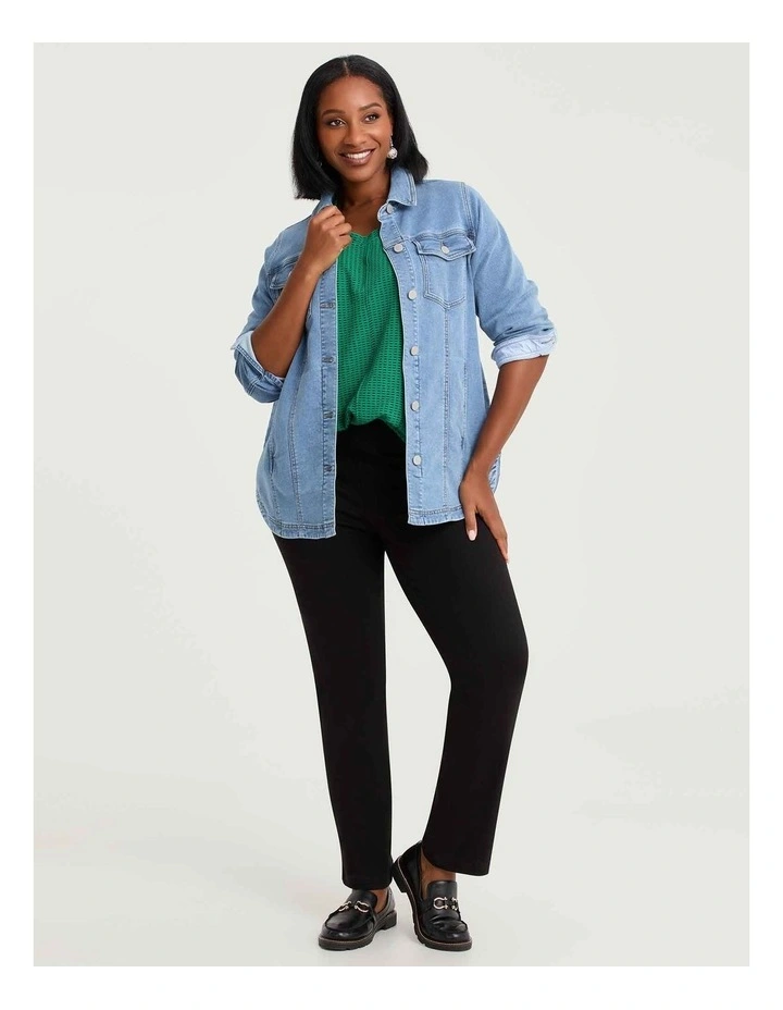 Ticking Rib Pocket Detail Top Verdant Green/black image 4