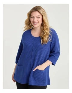 Ticking Rib Pocket Detail Top Palace Blue/black