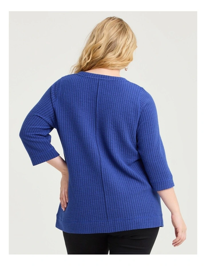 Ticking Rib Pocket Detail Top Palace Blue/black image 2