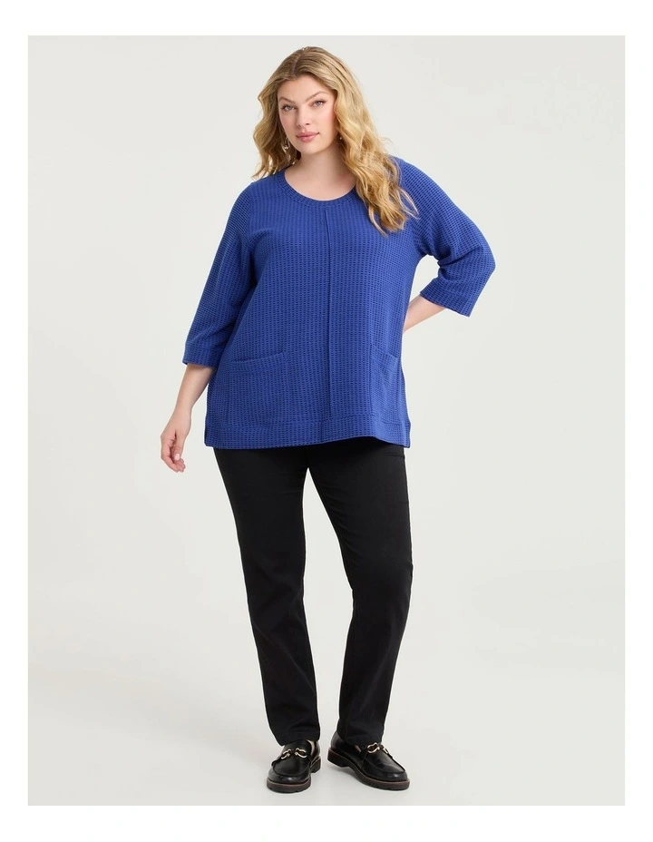 Ticking Rib Pocket Detail Top Palace Blue/black image 3