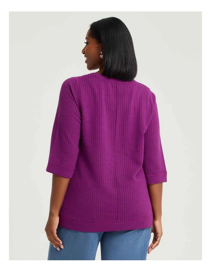 Ticking Rib Pocket Detail Top Vivid Viola/black image 2
