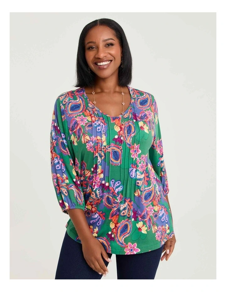 Bamboo Paisley Pintuck Top Print image 2