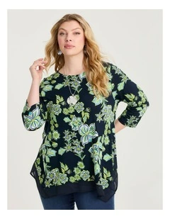 Bamboo Botanic Chiffon Hem Top Print