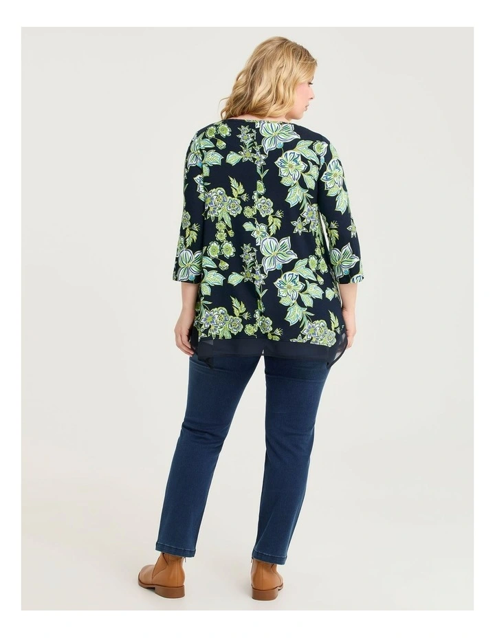 Bamboo Botanic Chiffon Hem Top Print image 2