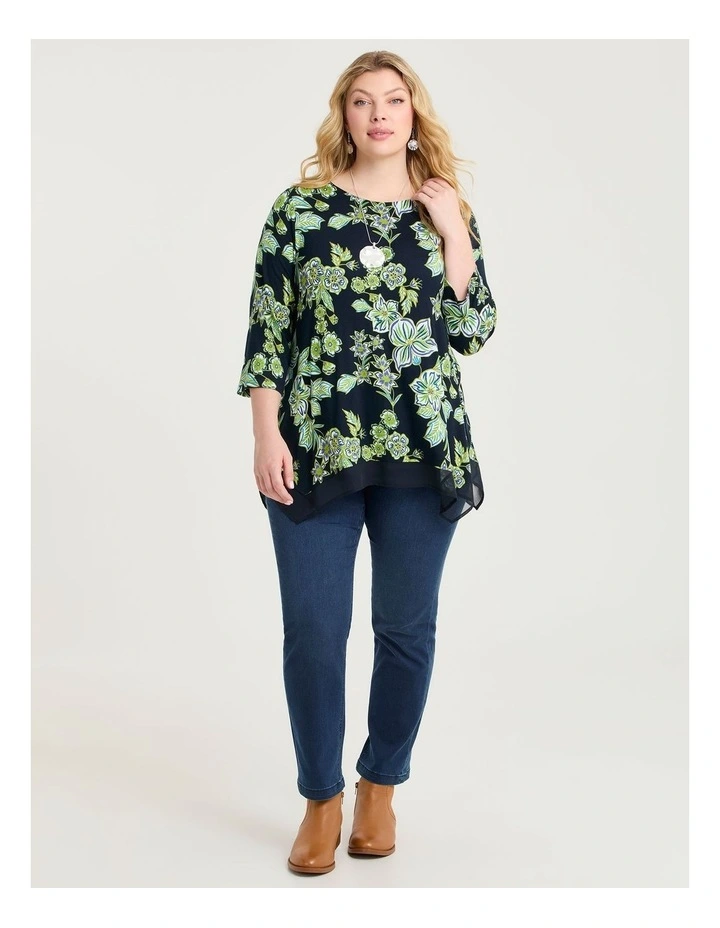 Bamboo Botanic Chiffon Hem Top Print image 3