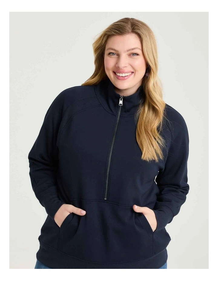 Luxe Touch Half Zip Top Navy image 1