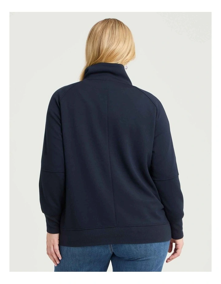 Luxe Touch Half Zip Top Navy image 2