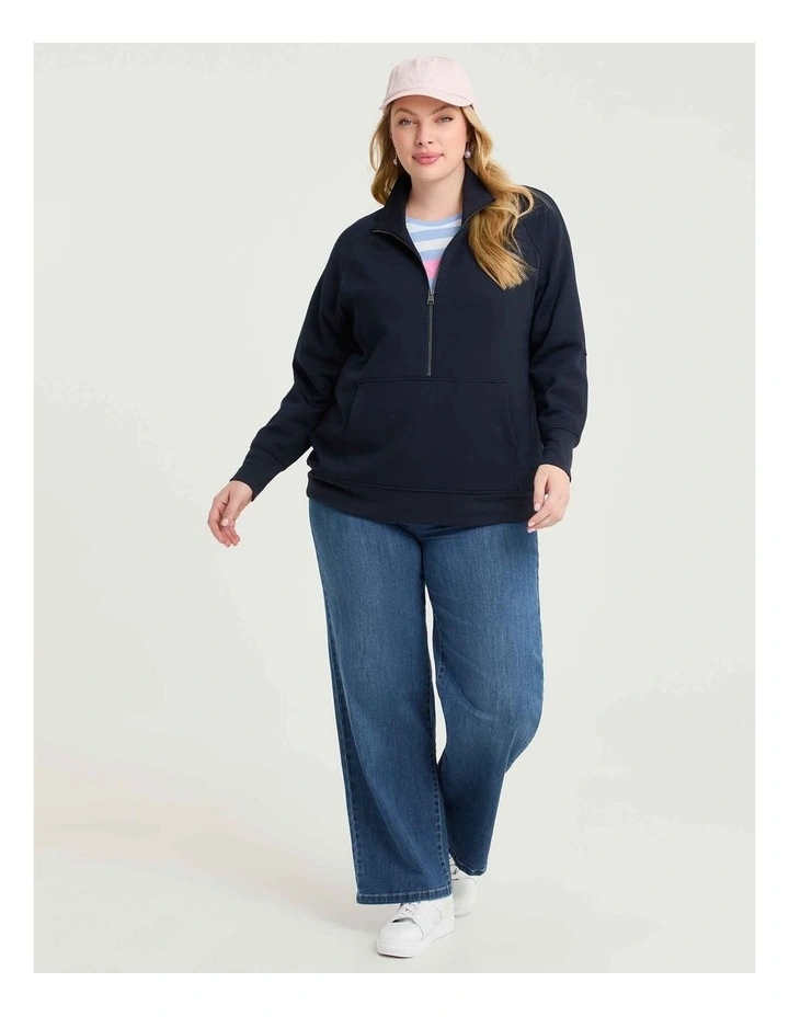 Luxe Touch Half Zip Top Navy image 3